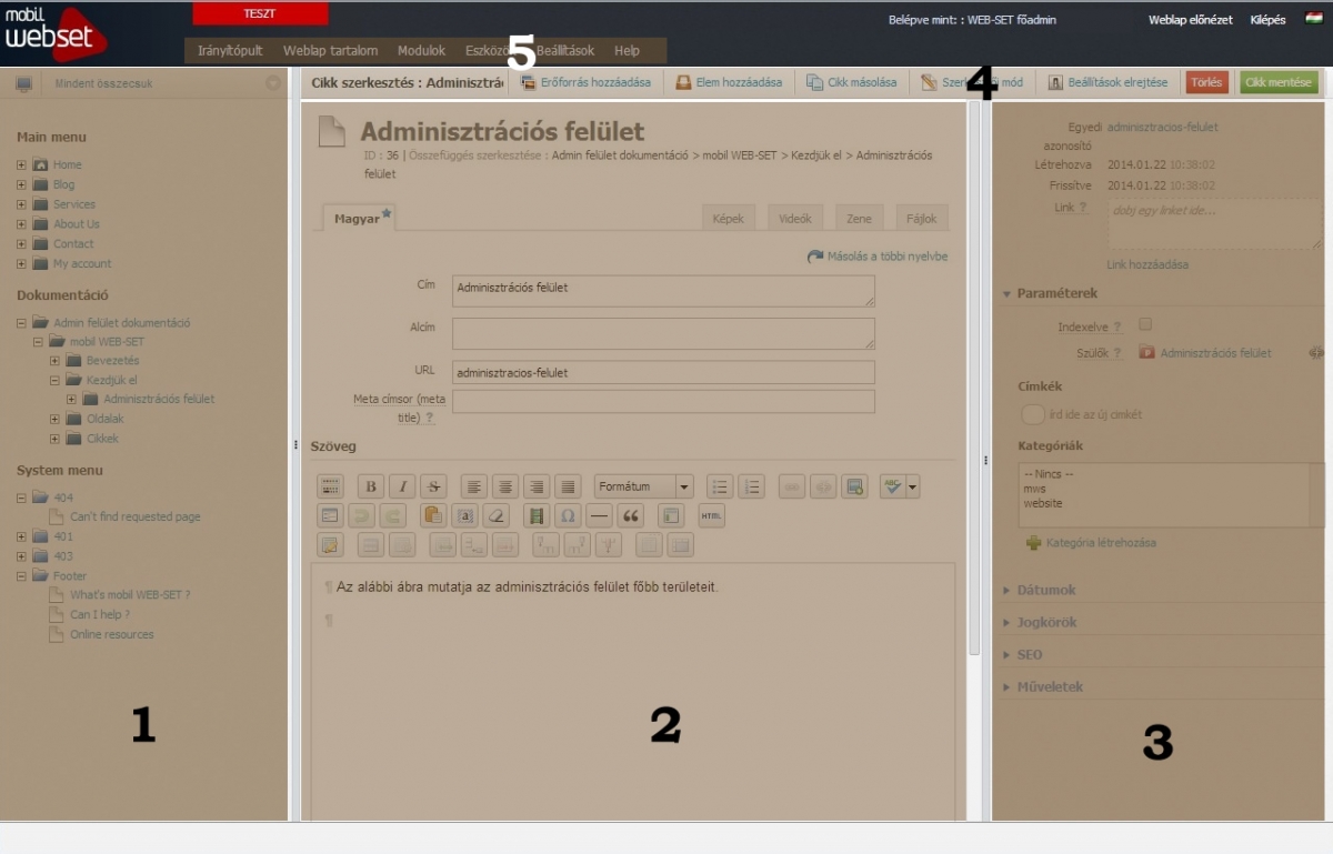 Adminisztrációs felület