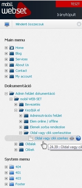 Oldal vagy cikk szerkesztése