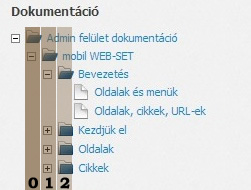 Oldalak, menük szintjei